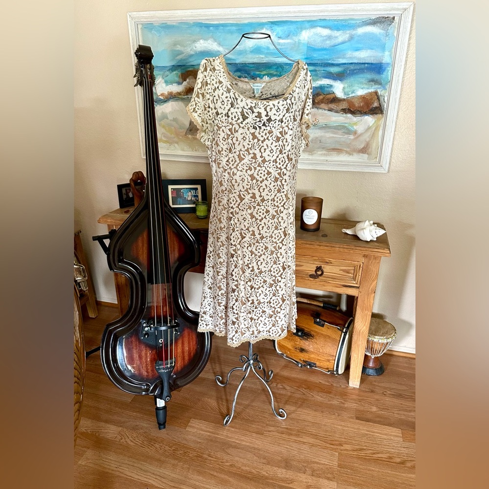 Sundance Ecru Lace Dress with Scoop Neckline